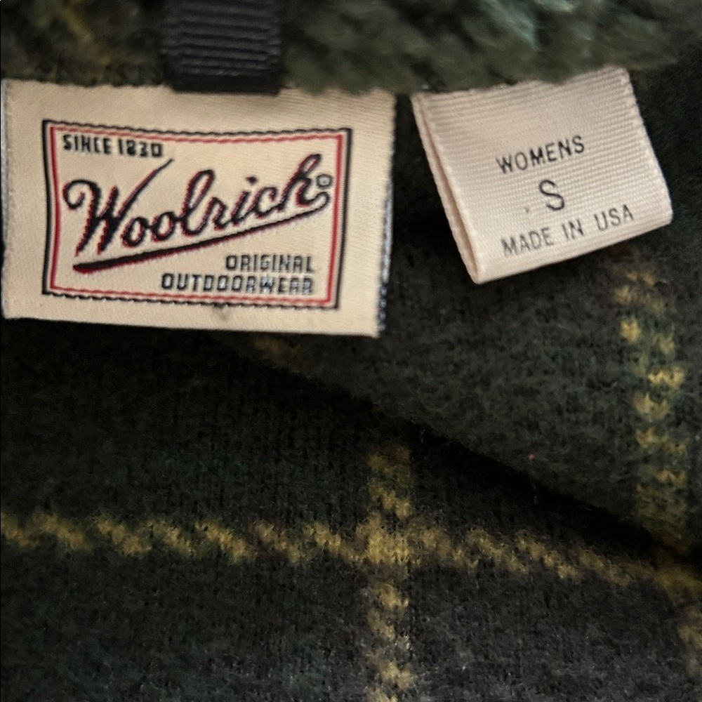 Womens Woolrich plaid half zip made in USA pullover dark green fleece size small - Picture 5 of 10